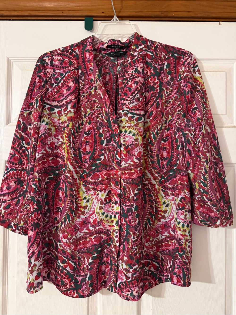 Talbots Pink Paisley Open-Front Blouse